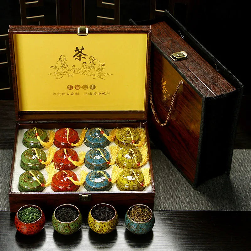 Tea Gift Box - Assorted Special - Grade Tieguanyin, Jinjunmei, Dahongpao and Lapsang Souchong in Small Cans