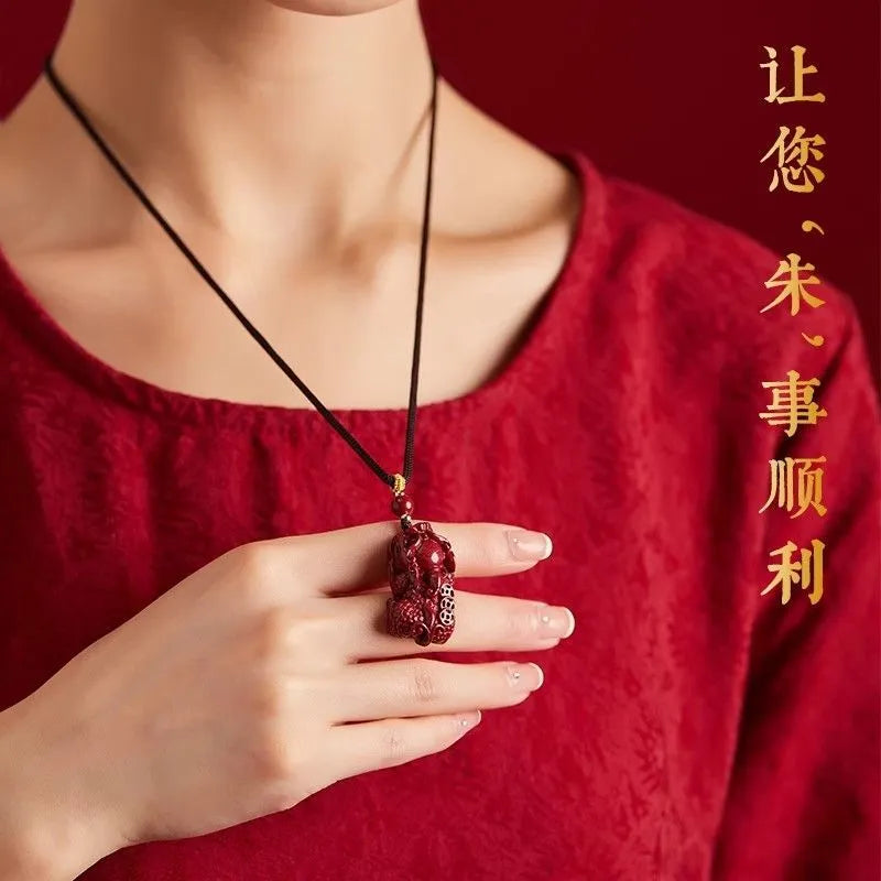 Jinghu Pixiu Pendant, made from original - mine cinnabar. This pendant is suitable for both men and women, especially as a lucky charm for those in their Chinese zodiac birth year in 2025 Ornaments